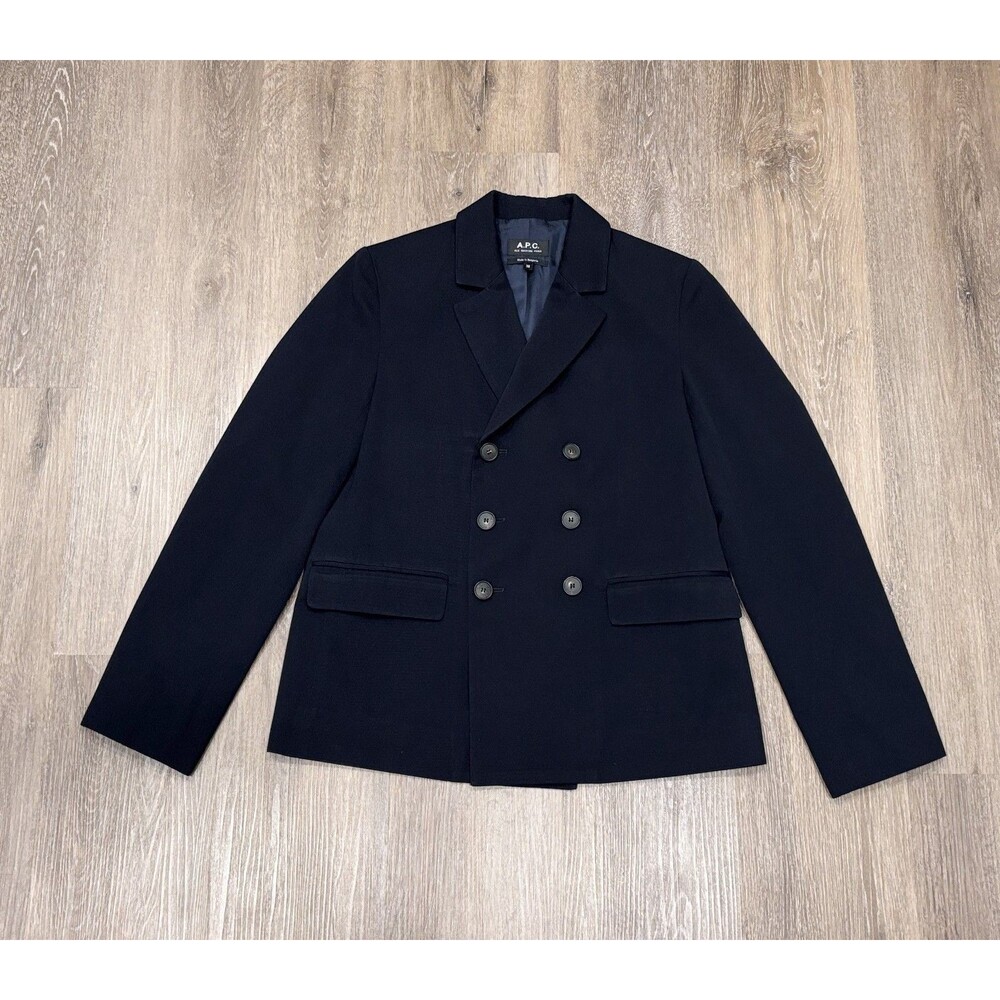 A.P.C. Blazer Navy Wool Blend Double Breasted Jacket Womens 36 Small